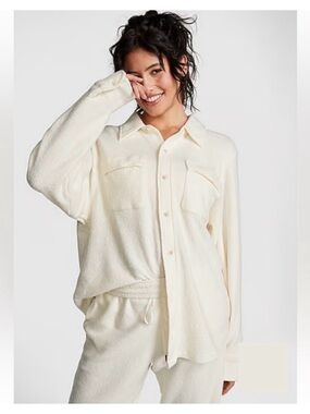 PINK Victoria's Secret Cream Button-Down Shirt